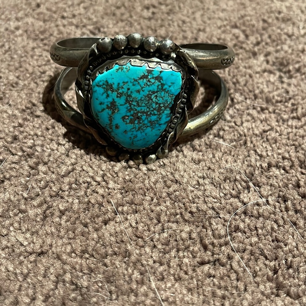 Beautiful turquoise bracelets to complement the squash necklace which is listed